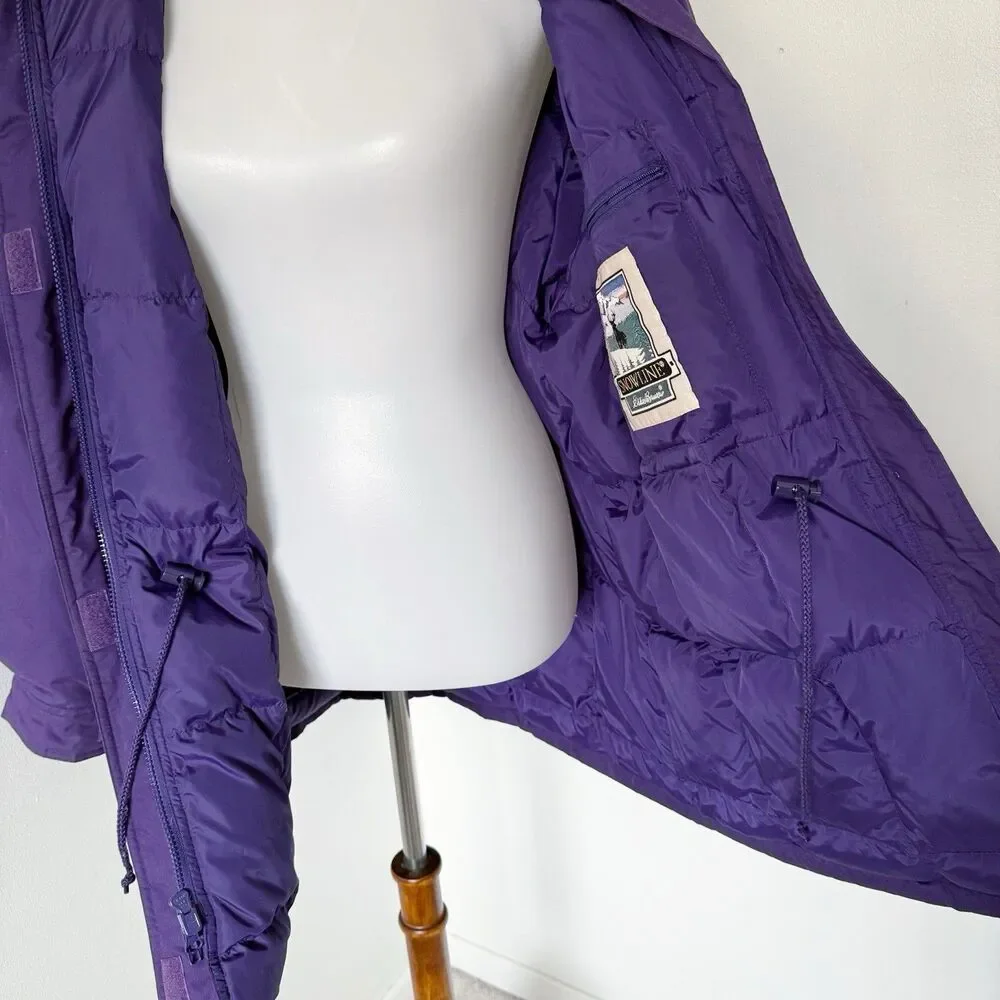 Vtg Eddie Bauer Goose Down Snowline Parka Coat Women's Sz XL Dark Purple Puffer